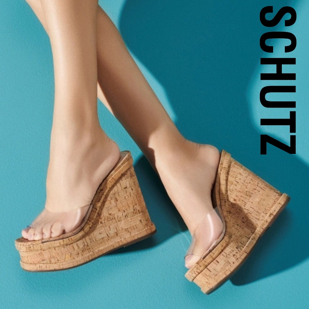SCHUTZ Women's Dalle Vinyl Sandals, Transparent Tan Size 7 Medium US Rare - Picture 5 of 9